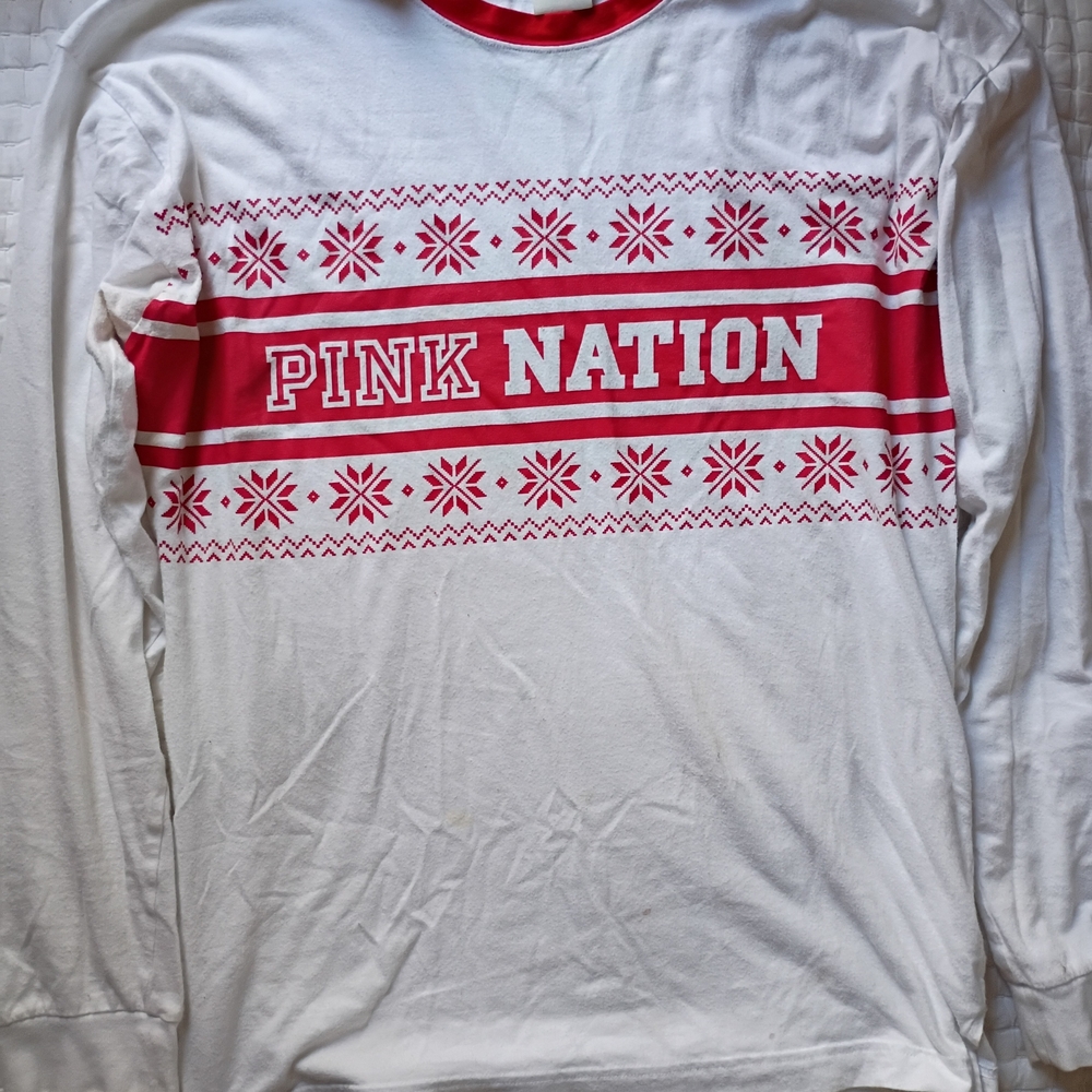 Victoria's Secret PINK Red and White Shirt